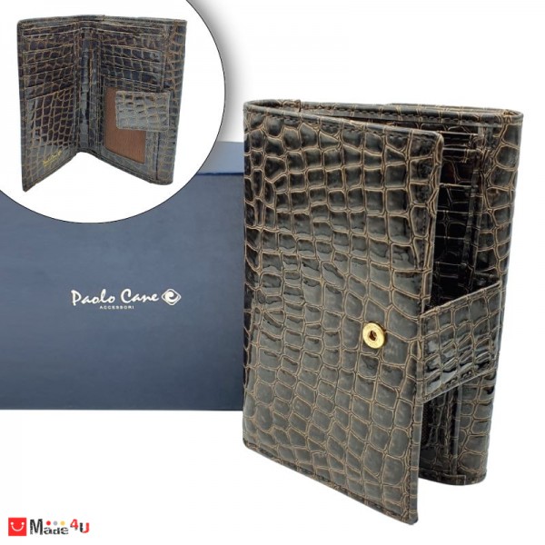 Дамски Портфейл, среден, 14см, монетник, еко кожа, тъмно кафяв - Paolo Cane 5922BR