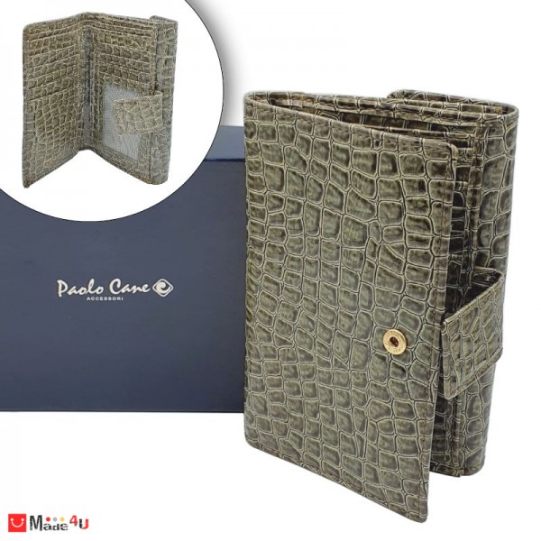Дамски Портфейл, среден, 14см, монетник, еко кожа, зелен гланц - Paolo Cane 5922GR