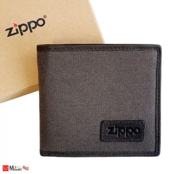 Мъжки Портфейл ZIPPO, текстил и естествена кожа, хоризонтален, с монетник и отделения за документи и карти, 2005120