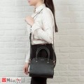 Дамска чанта естествена кожа 21х25см, черна